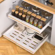 2 PACK Pull Out Cabinet Organizer|Metal Heavy Duty Slide Out Drawers Fixed wi...