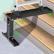 Foldable | Heavy-Duty Ladder Extender Pro, High Strength Steel Material Design Ladder Extension Pro for Stairs w/Non-Slip Mat, 11.4-18" Adjustable Height, Applicable Ladder Feet Spacing 25"
