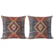 Pillow Cover 2-Pack Boho Printed Throw Pillow Covers Cushion Cover -Blue