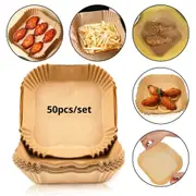 50Pcs Air Fryer Disposable Paper Air Fryer Square Oil-Proof Liner Non-Stick Mat