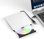 Yaeonku White External Blu Ray Drive, Support 50G Disc Read/Write Bluray Drives, Portable 3D Blu Ray Burner with USB 3.0 and Type-C, Suitable for Windows XP/7/8/10/11 MacOS for Laptop, Desktop, Mac