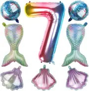 Mermaid Number Balloon, Birthday Number Tail Shell Balloons Mermaid Birthday Num