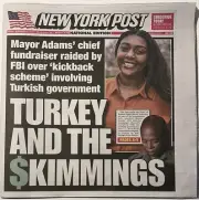NEW YORK POST - 11/3/23 - FRONT: MAYOR ADAMS - TURKEY AND THE SKIMMINGS - FRAUD