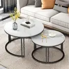Dampproof Stackable Accent Coffee Table Set Marble Living Room Nesting SideTable