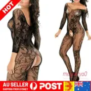 Sexy Women Lace Fishnet Open Crotch Body Stocking Bodydoll Lingerie Bodysuit #AU
