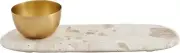 Mud Pie 4 1/2" x 13" | Dish 2" x 3 1/2" Dia Marble Tray and Tidbit, Brown