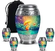 Rabbit Adult Cremation Funeral Urn for Human Ashes, Keepsake Decorative Gift for Father & Mother, Small Urns for Ash Container, Combo, Brown (10 Inch & 3 Inch Mini Set of 3)