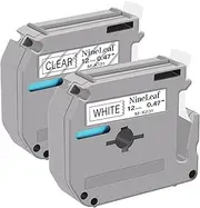 NineLeaf 2PK Black on Clear MK131 Black on White MK231 12mm 8m Label Tape Compatible for Brother M-K131 M131 M-K231 M231PT-70 PT-65 PT-80 Printer