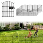 SpringUp 10 Panels Garden Fence With Gate Metal Yard Animal Barrier Wire Border With Gate