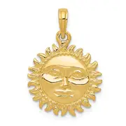 14k Yellow Gold Solid Polished Reversible Sun Pendant