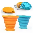 Collapsible Cup for Traveling, Silicone Foldable Cup, 2 Pack-Blue-Orange