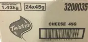BULK BOX TWISTIES CHEESE CHIPS CRISPS 24x 45g BAGS BRAND NEW AUS