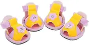 VICASKY Puppy Summer Hollow Shoes Dog Sandals Non-Slip Pu Material Flower Rhinestone Design 4pcs Set