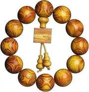 [YANYUEAZ] Prayer Beads,Beads Necklace,Bracelet, Prayer Beads Natural Wood Tibetan Buddhist Meditation Bead Couple Jewelry,Retro Style Unique Texture Design(Size:18mm) (Color : OneColor, (Color : Onec