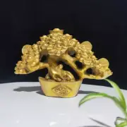 1727g Ancient Chinese Handcrafted Brass Exquisite fortune tree statues gift 3pcs