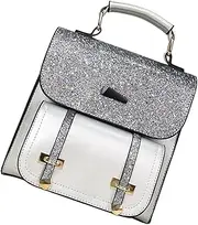 [WOFASHPURET] Fashionable Sequin Back Pack Pu Bag for Women Compact Silver Girls Daypack