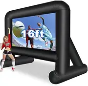 GZKYYLEGS 16 Feet Inflatable Movie Screen Outdoor, Projection Screen with Air Blower, Tie-Downs and Storage Bag - Easy Set up, Mega Blow Up Screen for Backyard Movie Night, Theme Parties, Celebrations