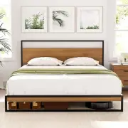 Artiss Double Metal Bed Frame with Headboard(Base Only), Metal Platform Bed with
