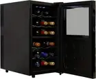 18 Bottle Dual Zone Wine Cooler, Black Thermoelectric Wine Fridge, 1.7 Cu. Ft (4