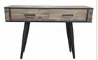GRANDE RETRO INDUSTRIAL 2-DRAWER CONSOLE TABLE/HALL TABLE DISTRESS BLACK METAL