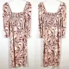 NWT Revolve House of Harlow Linen Long Sleeve Cottagecore Floral Midi Dress L