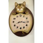 實木底板波麗貓咪造型靜音時鐘藝術造型擺鐘壁鐘
