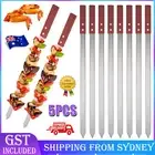 5X Kebab Skewers Stainless Steel BBQ Skewer Pork Beef Flat Needle Barbecue Tools
