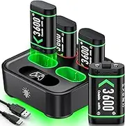 Charger for Xbox Wireless Controller, 4x3600mWh Battery Pack for Xbox Series X|S/Xbox One/One S/X/Elite Controller Accessories - Rechargeable
