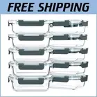 Space-Saving 22oz Glass Food Storage Containers with Snap Lock Lids - 10-Pack