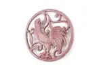 Rustic Red Whitewashed Cast Iron Rooster Trivet 8"