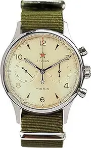 [Sugess] Gold SWAN Neck SEA-Gull 1962 (New Seagull 1963) 40MM Luminous Sapphire Crystal Genuine Nylon Band ST1901 Movement Men's Pilot Chronograph Watch SU1962G40X, Green, 40mm, strap