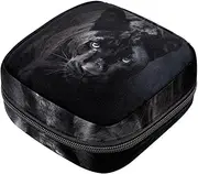 Period Bag,Sanitary Napkin Storage Bag,Black Animal Leopard,Tampon Bag for Purse