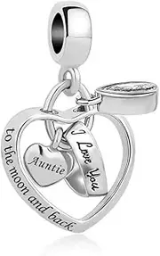 [SBI Jewelry] I Love You Charm Birthday Beads Compatible with Pandora Bracelets I Love You to the moon and back Charm Mom Wife Sister Grandma