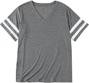 [Generic] Long Sleeve Plain Shirts for Women Solid Color Striped Decorative Short Sleeve Top Old Lady Tops