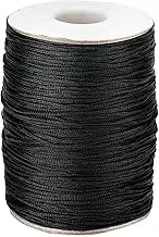 Anwyll 1.5mm Black Nylon Cord Wind Chime String,110 Yards Braided Lift Shade Cord Replacement,Windows Roman Rollers Repair,Nylon Bracelets String for DIY Crafts,Chinese Knotting,Gardening Plant