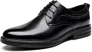 ARSUGMZ Men's Leather Shoes Men's Leather Business Top Layer Cowhide Men's Shoes Breathable Men's Leather Shoes Casual Black Work Commuter(40)
