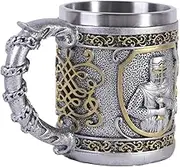 VOANZO Medieval Templar Crusader Knight Mug 12oz Suit of Armor Knight Of The Cross Beer Stein Tankard Coffee Cup With Handle
