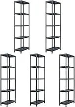 Garage Shelving Unit Storage Outdoor Indoor Multipurpose Storage Unit Home Office Organizer Utility Rack, 5 pcs Black 125 kg 60x30x180 cm Plastic