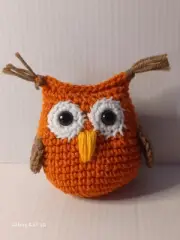 Handmade Crocheted 4" Earthtone Hoot Owl Plush In Acrylic Yarns With Safety Eyes