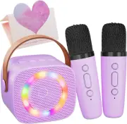 Karaoke Machine for Kids Adults, Mini Portable Bluetooth Speaker with 2 Wireless