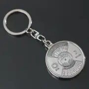 Stylish 50 Year Calendar Key Chain Keyring Keyfob Metal Alloy Ring Compass Y~'l