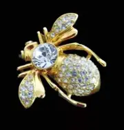 14K Yellow Gold Plated 2.30Ct Round Cut Lab Created Diamond Honey Bee Brooch Pin