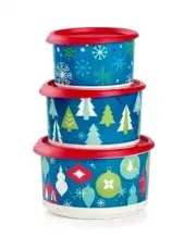 NEW Tupperware Holiday Christmas Stacking Canisters-Set of 3