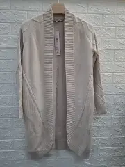 New Badgley Mischka Cocoon Cable Long Sleeve Knit Cardigan Oatmeal Size XSmall