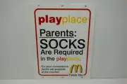 MCDONALD'S, (PLAYLAND SOCKS REQUIRED ) DUTY DIE CUT 18" HIGH BY 14" STEEL WIDE