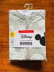 Bonds Baby Disney White Grey Mickey Mouse Head Zippy Zip Wondersuit BNIP Size 2