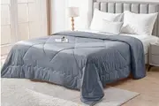 LINENOVA Summer Cooling Comforter Blanket Ice Quilt (Grey)