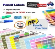 Pencil Labels Vinyl Personalised name sticker tag school Stationery boy girl Pen