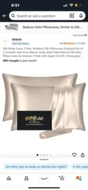 Silk Pillow Cases 2 Pack, Mulberry Silk Pillowcases Standard Set of 2, Smooth