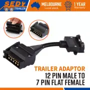 12 Pin Male To 7 Pin Flat Female Trailer Plug Socket Adaptor Caravan Connector